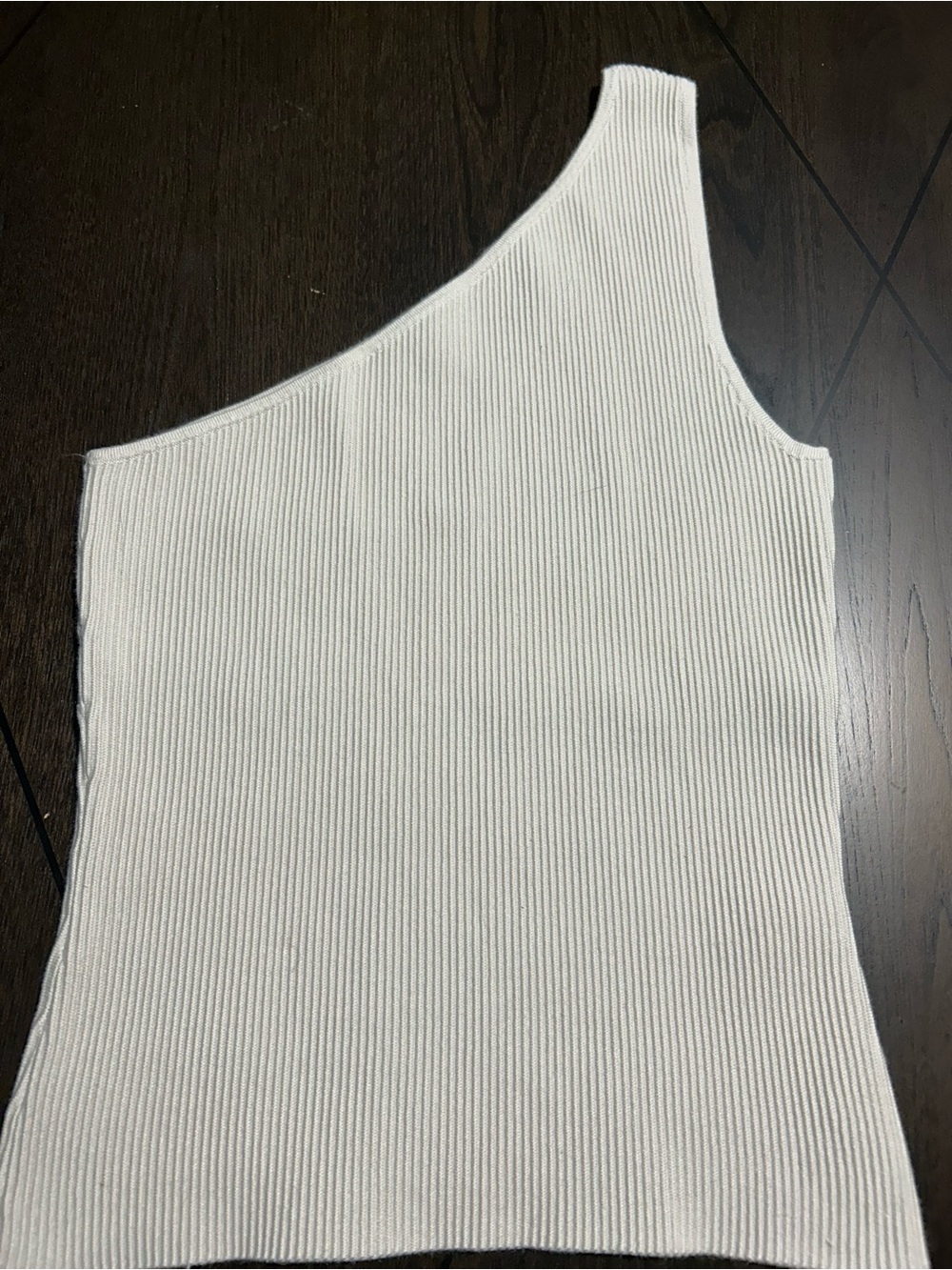 One-Shoulder Ribbed Tank Top in Cream - Picture 2 of 9